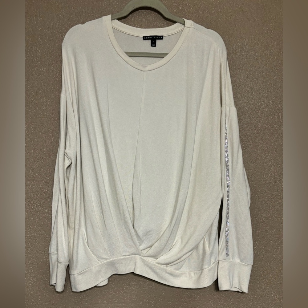 Como Black Off White Pullover Sweater EUC Size L